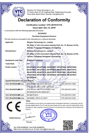 Earphones CE RED Cert.