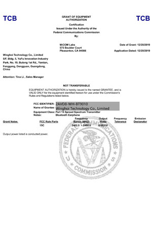 Earphones FCC-ID Cert.