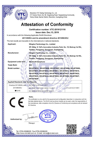 Earphones RoHS Cert.