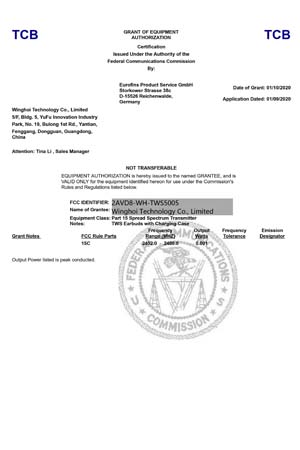 TWS Earbuds FCC Cert.