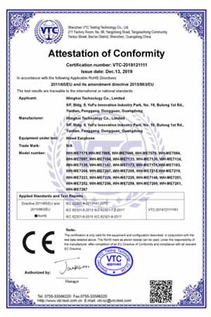 Wierd Earphones RoHS Cert.